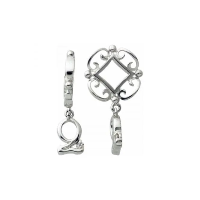 Silver O Initial Dangle Charm S216D