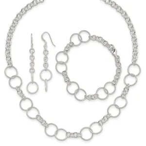 Silver Polish Necklace Bracelet and Earring Set