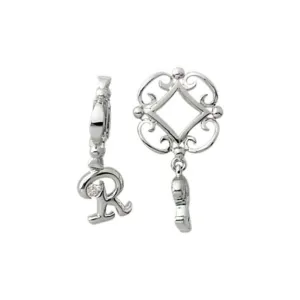 Silver R Initial Dangle Charm S217D