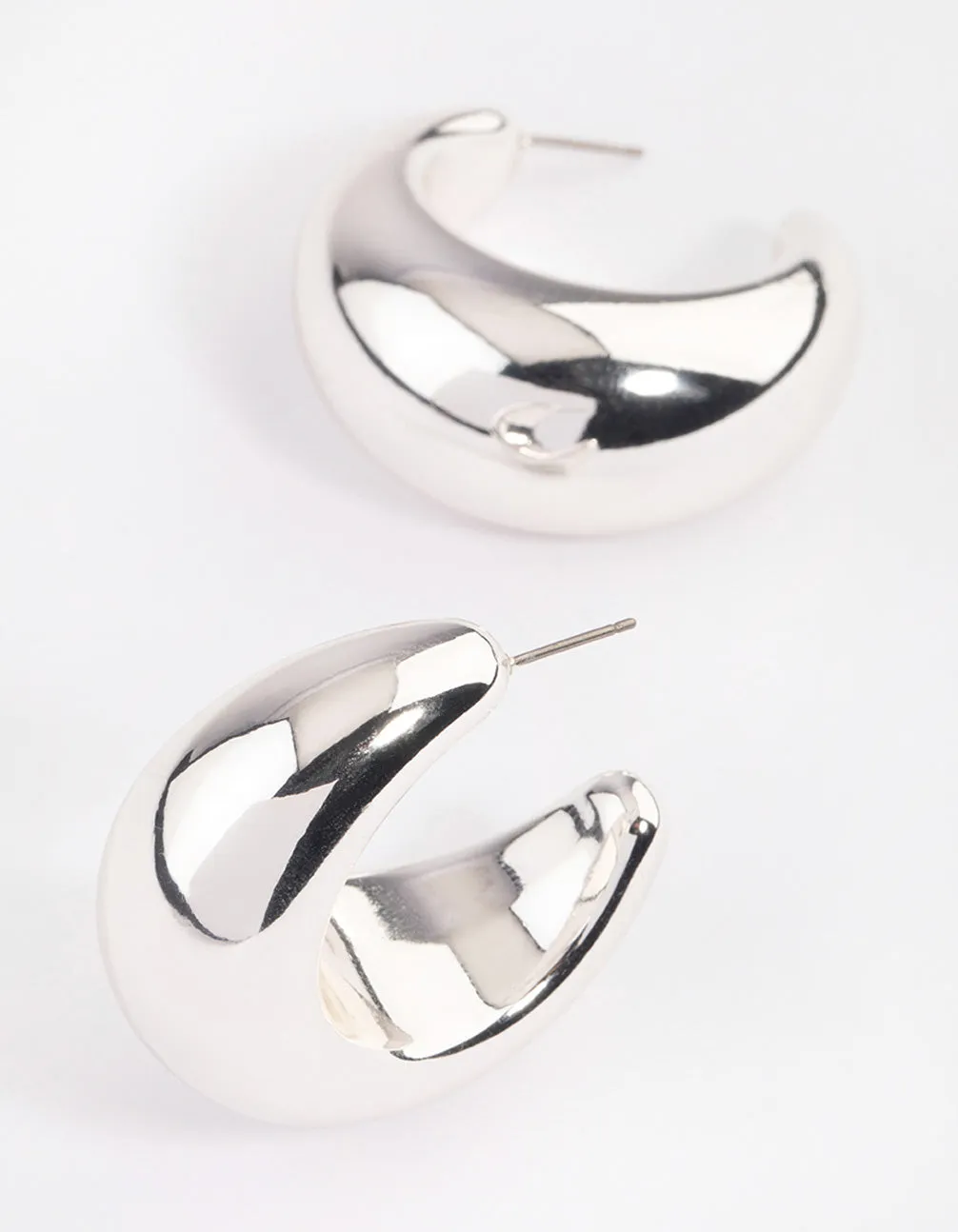 Silver Thick Puffy Hoop Earrings