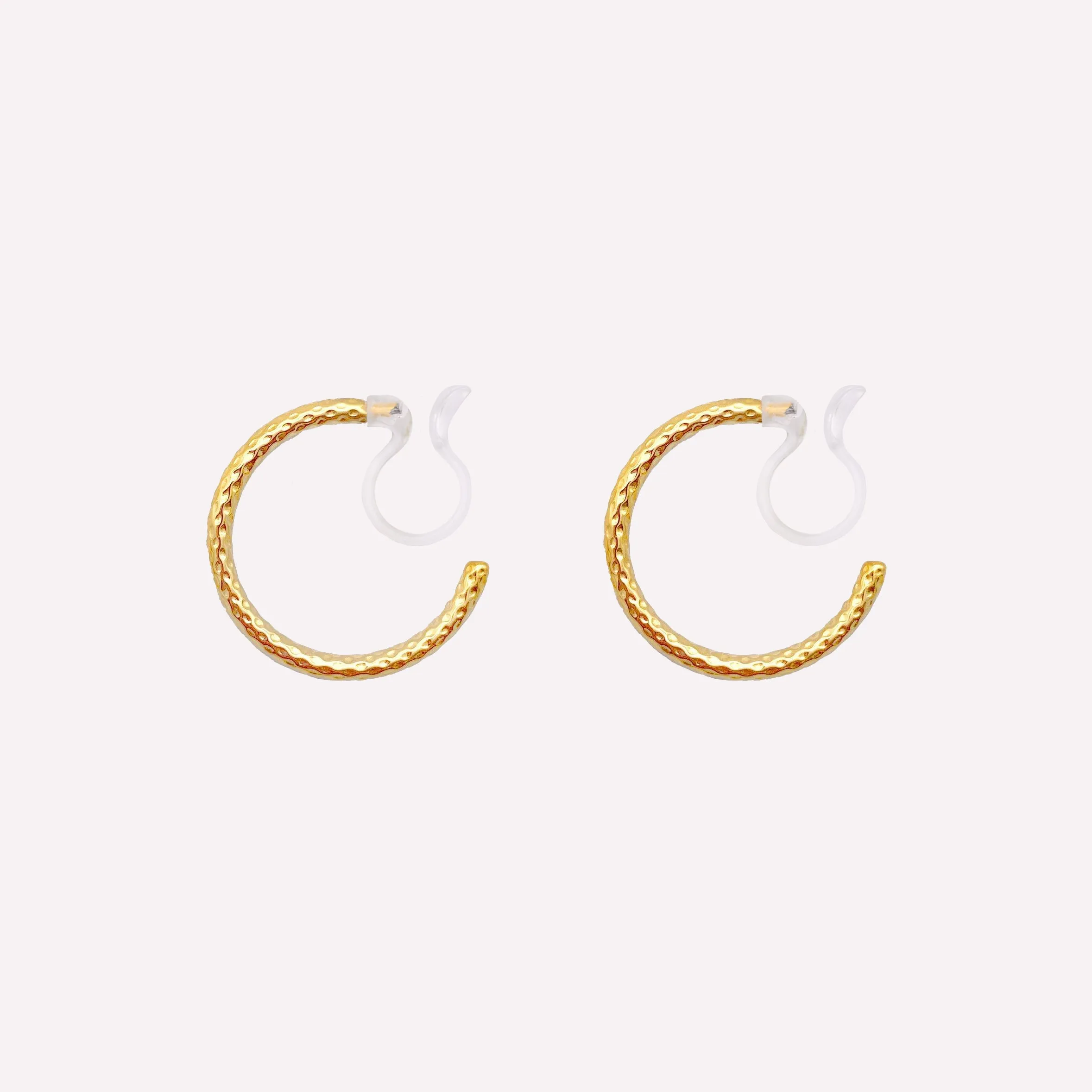 SMALL TEXTURED HOOP CLIP-ON EARRINGS IN GOLD