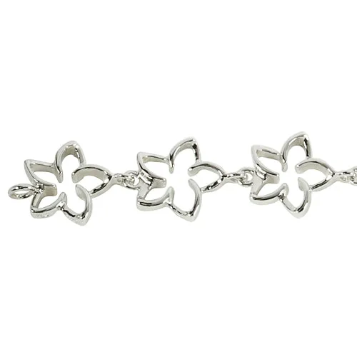 Sterling Silver 12mm Floating Plumeria Bracelet