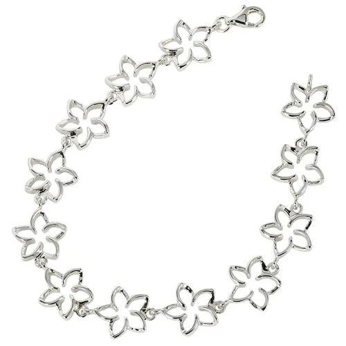 Sterling Silver 12mm Floating Plumeria Bracelet