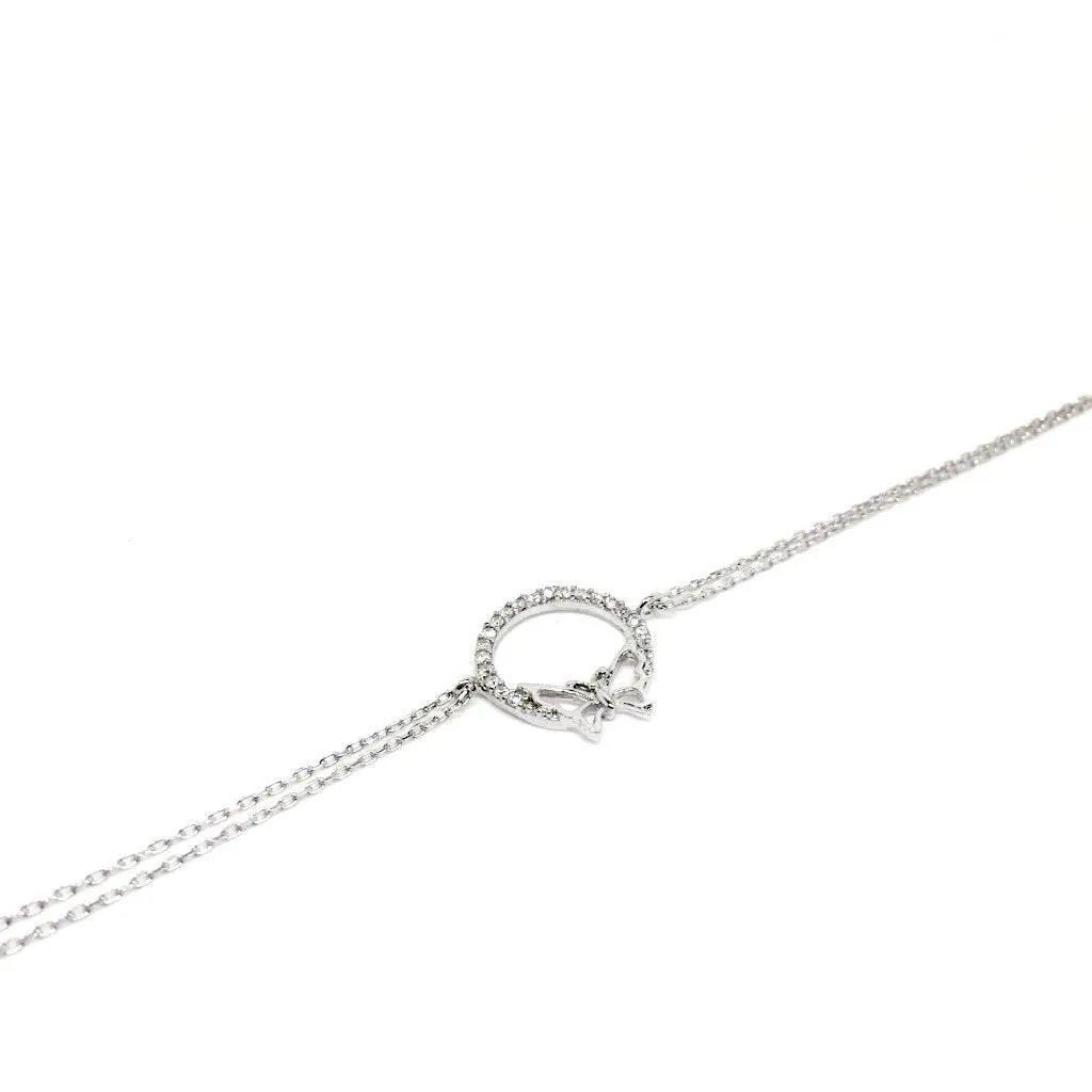 Sterling Silver Cubic Zirconia with Butterfly Bracelet. Gift Box Included