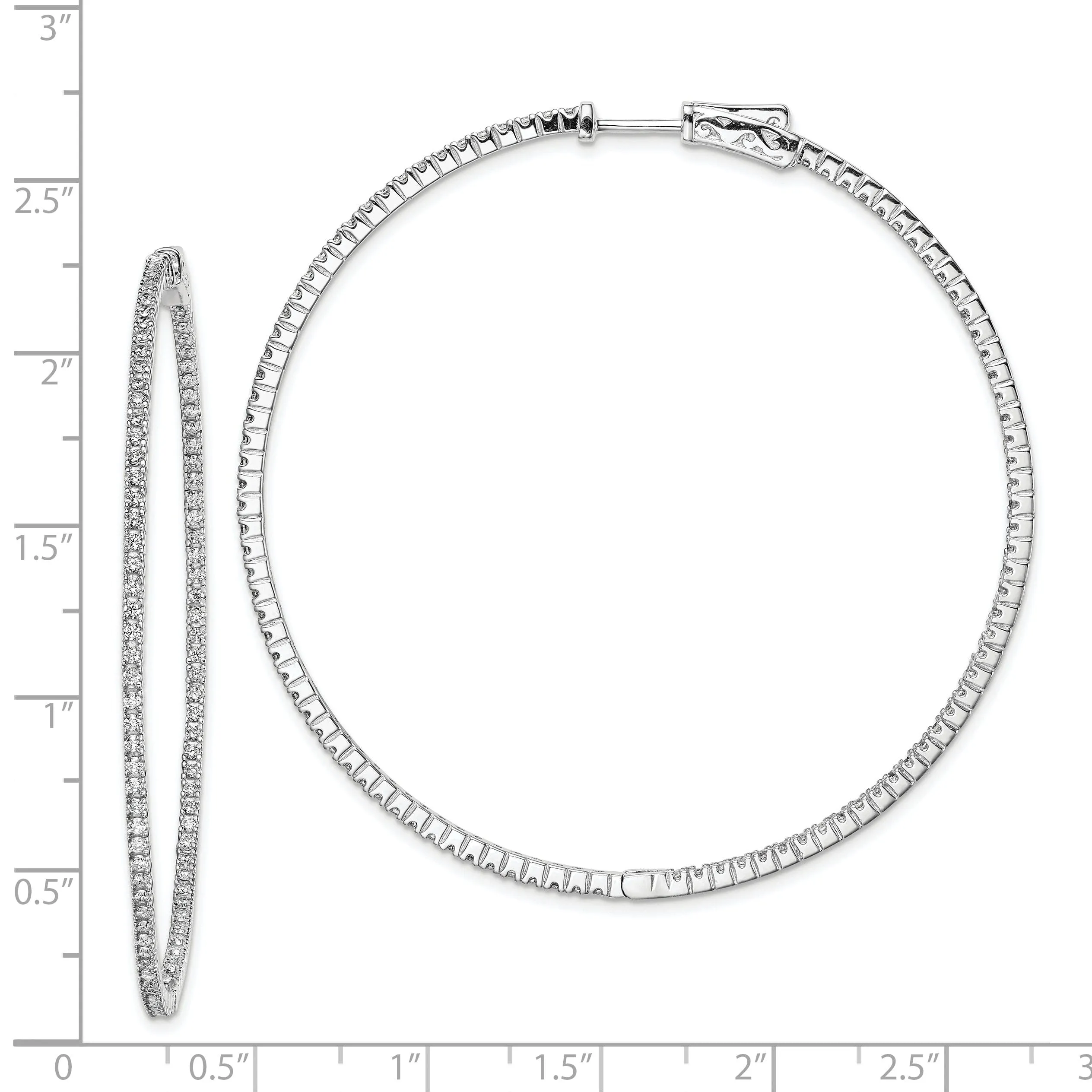 Sterling Silver CZ 194 Stones Hoop Earrings