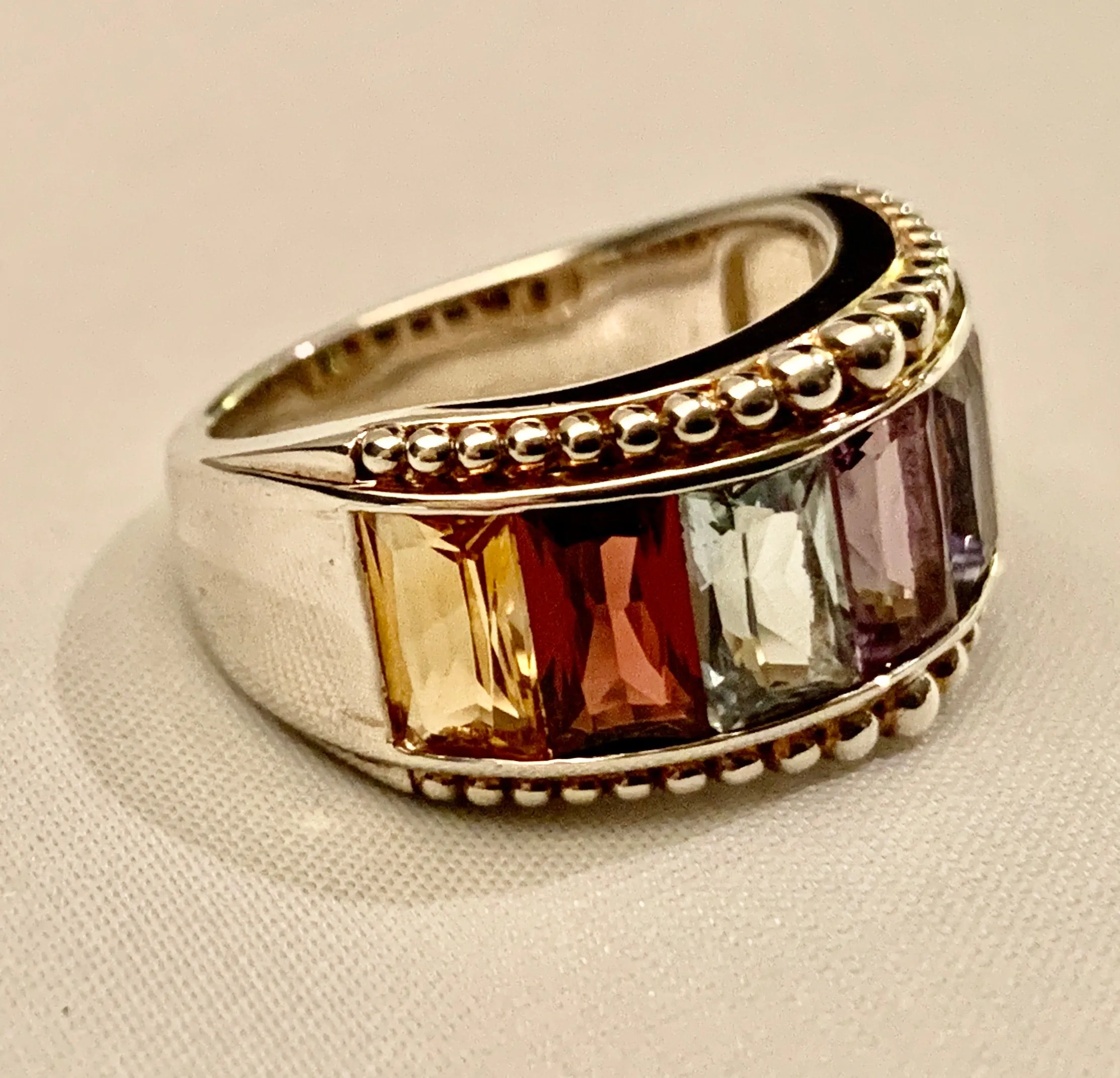 Sterling Silver Genuine Multi Stone Ring