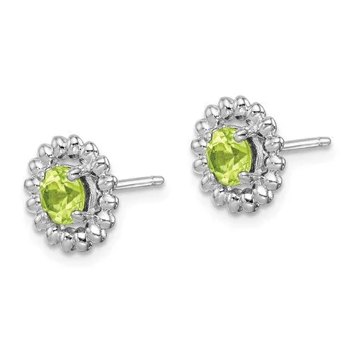 Sterling Silver Peridot Round Earrings