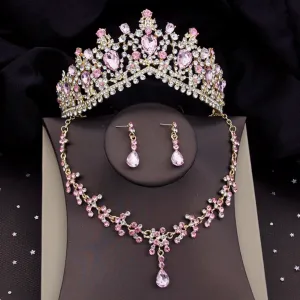 Tiara Crown Necklace Earring Wedding  Party Jewelry Sets Costume Accessories