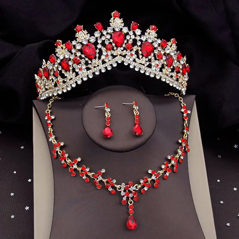 Tiara Crown Necklace Earring Wedding  Party Jewelry Sets Costume Accessories