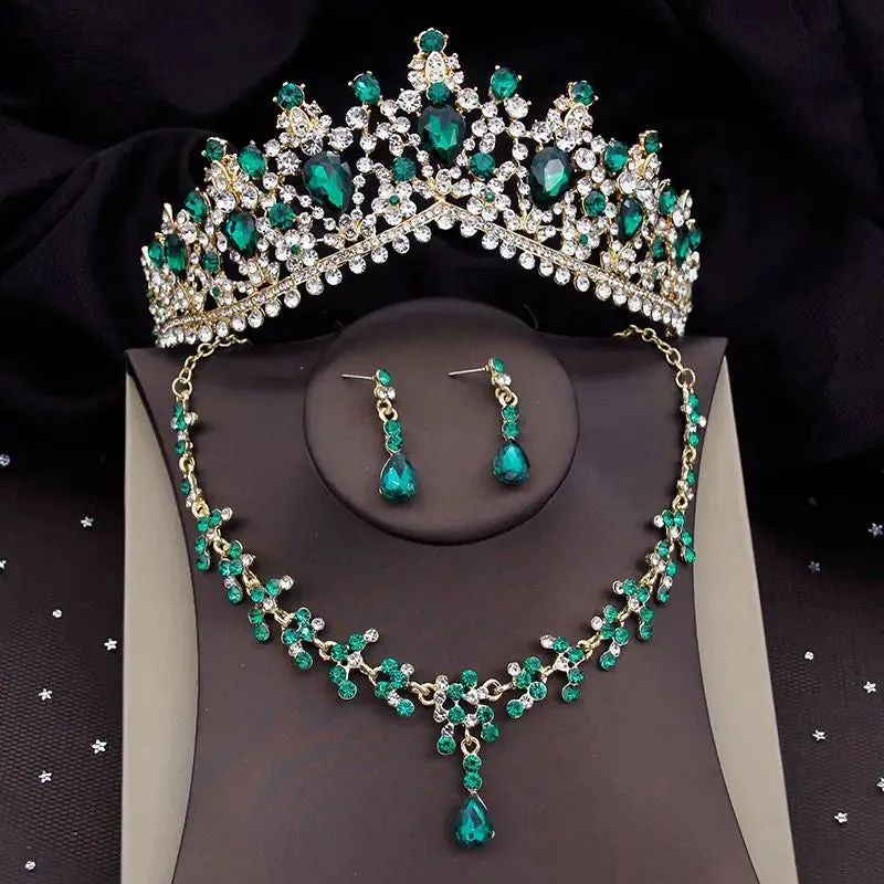 Tiara Crown Necklace Earring Wedding  Party Jewelry Sets Costume Accessories