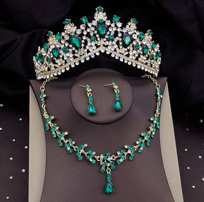 Tiara Crown Necklace Earring Wedding  Party Jewelry Sets Costume Accessories