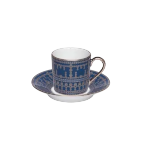 Tiara Prussian Blue & Platinum Coffee Cup & Saucer