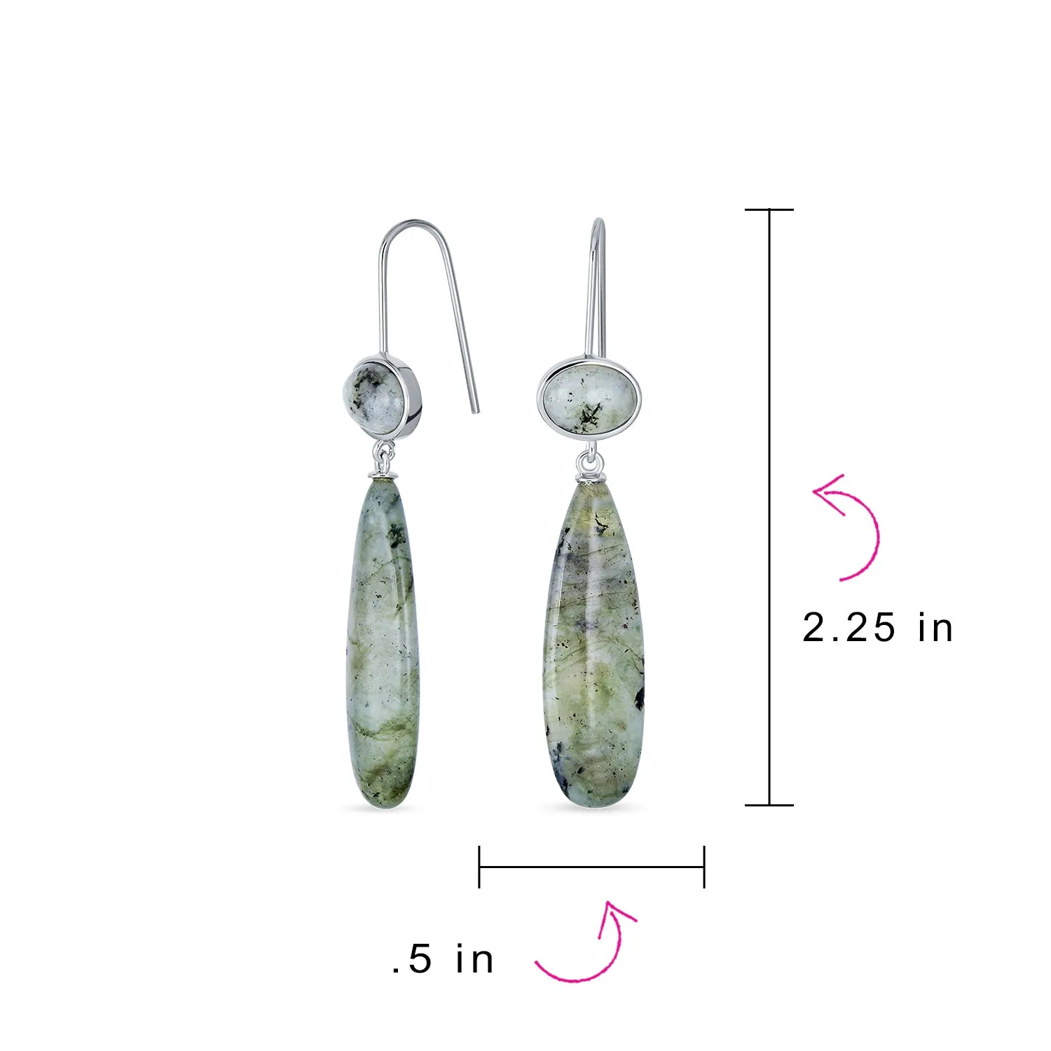 Unique Geometric Dangle Earrings with Quartz Labradorite and Jade Gemstones