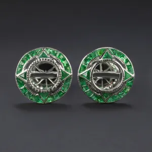 VINTAGE STYLE EMERALD SEMI MOUNT EARRINGS 5.5mm STUD SETTINGS ART DECO TARGET