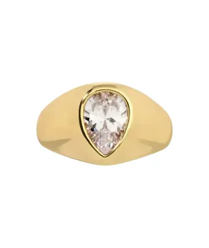 White Topaz Elene Pear Signet