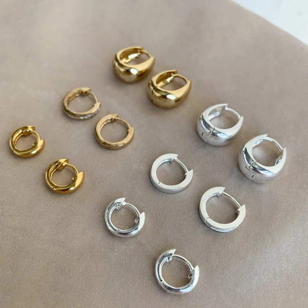 White Topaz Ice Cold Huggie Hoops in Gold