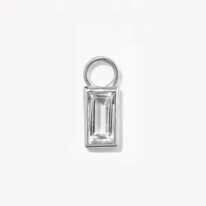 White Topaz Rectangle Charm in Silver