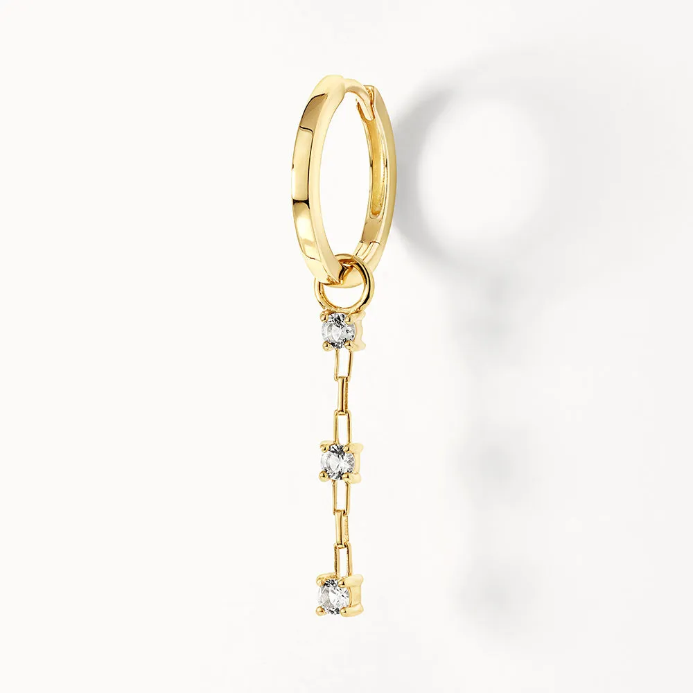 White Topaz Trio Drop Charm in 10k Gold