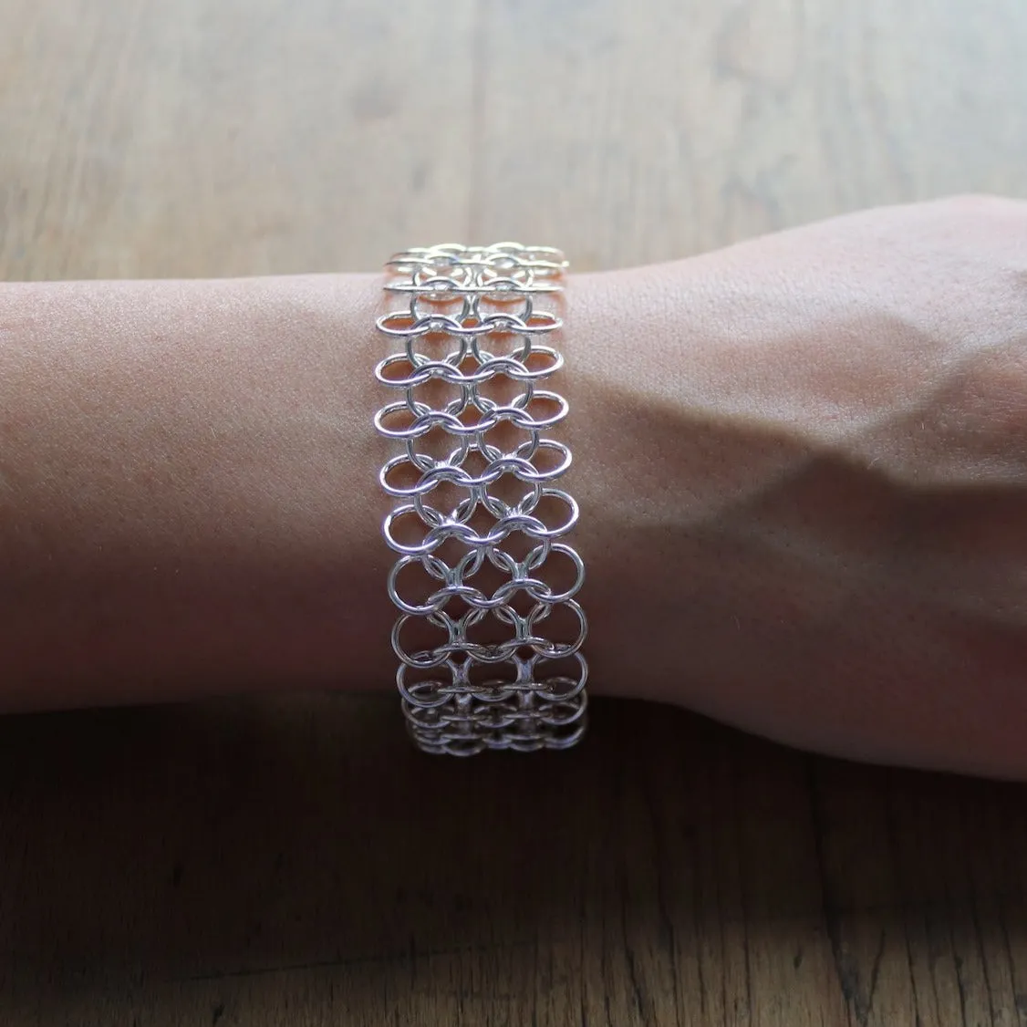 Wide Chain Mail Design Bracelet