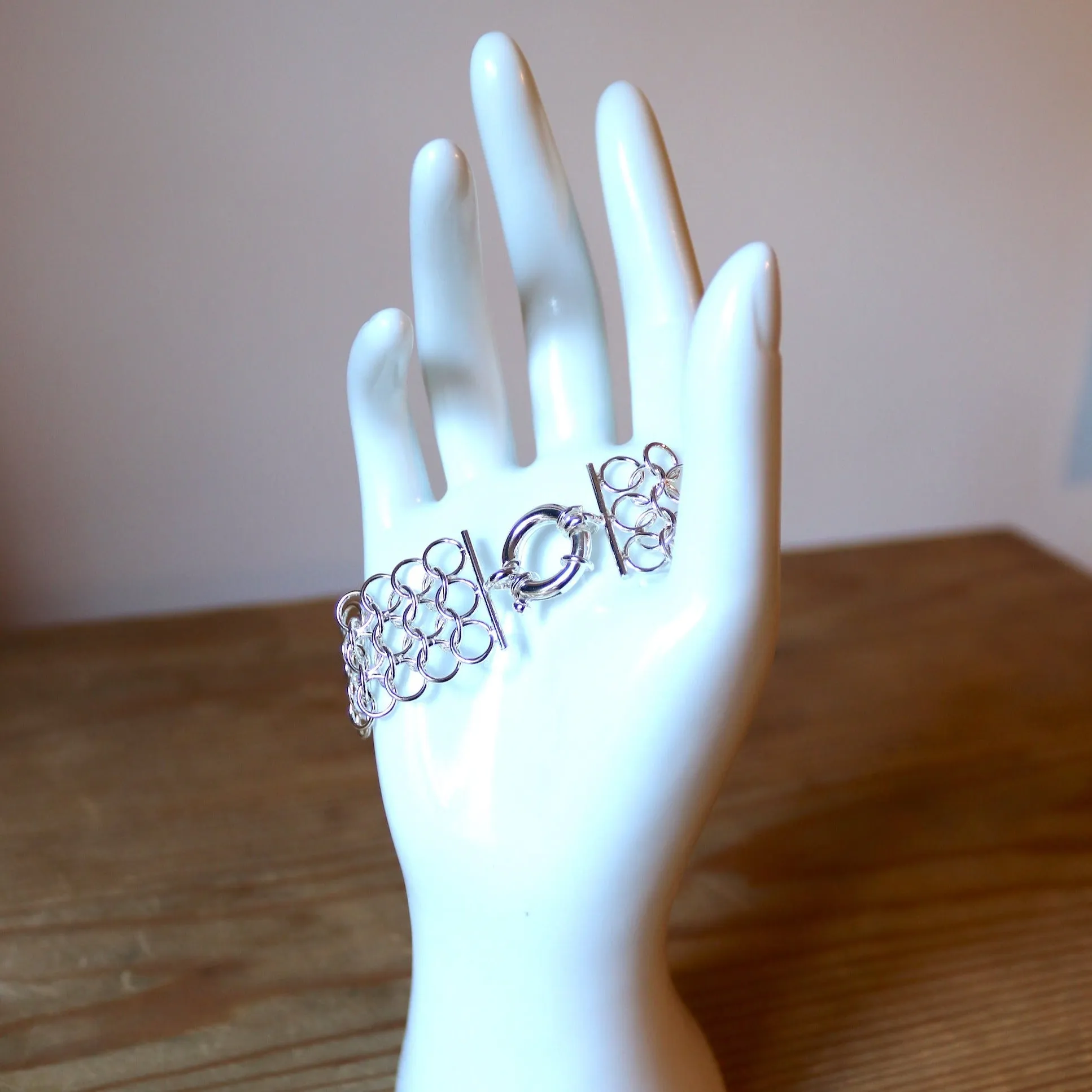 Wide Chain Mail Design Bracelet