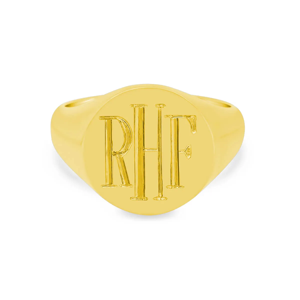 Women's Round Signet Ring - Extra Large - Hand Engraved Roman Monogram