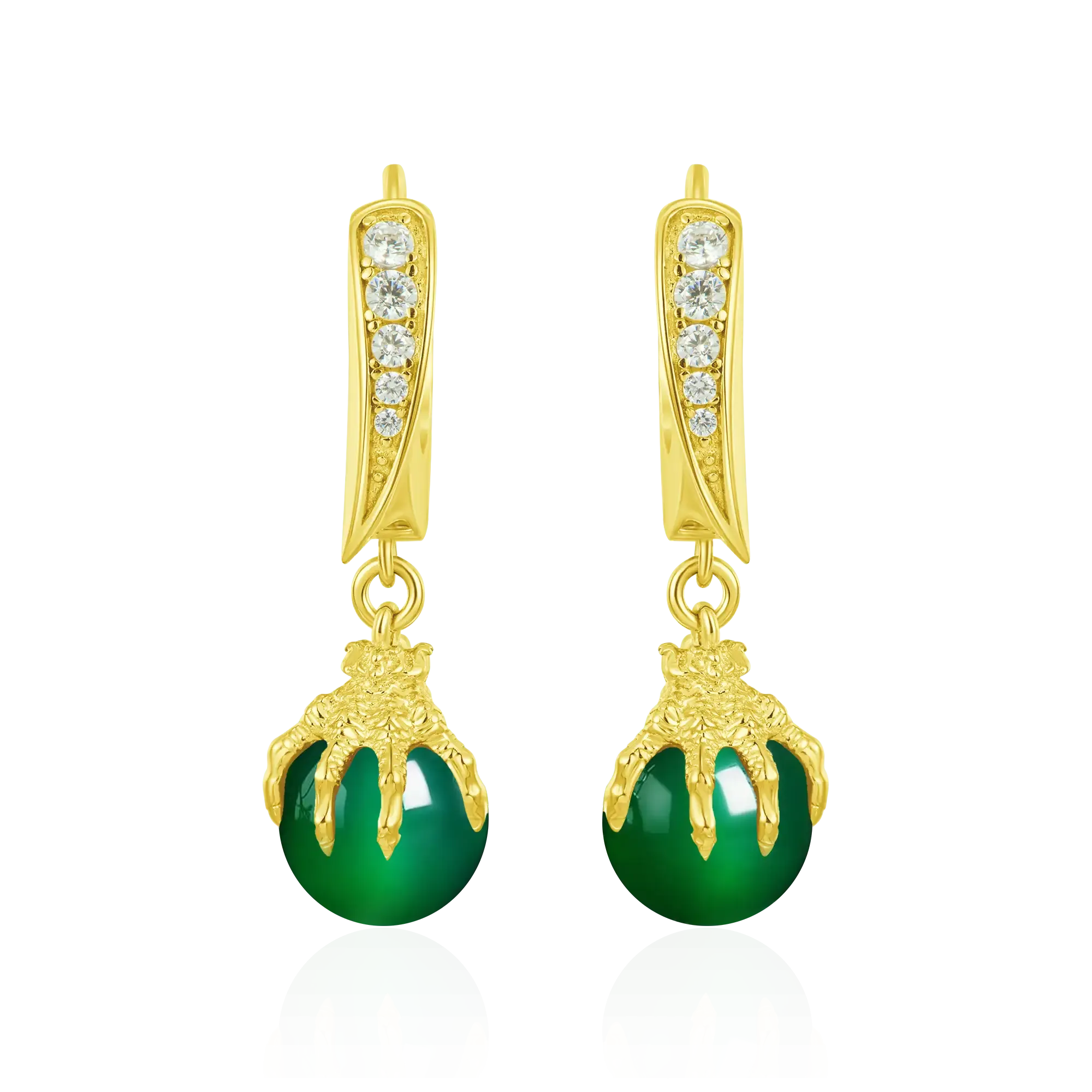 WONG Ⅱ Ridge Iced Out Jade Drop Earrings - Pair