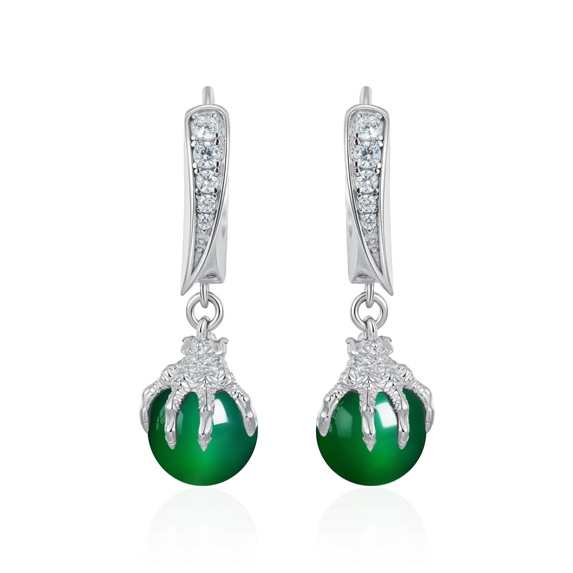 WONG Ⅱ Ridge Iced Out Jade Drop Earrings - Pair