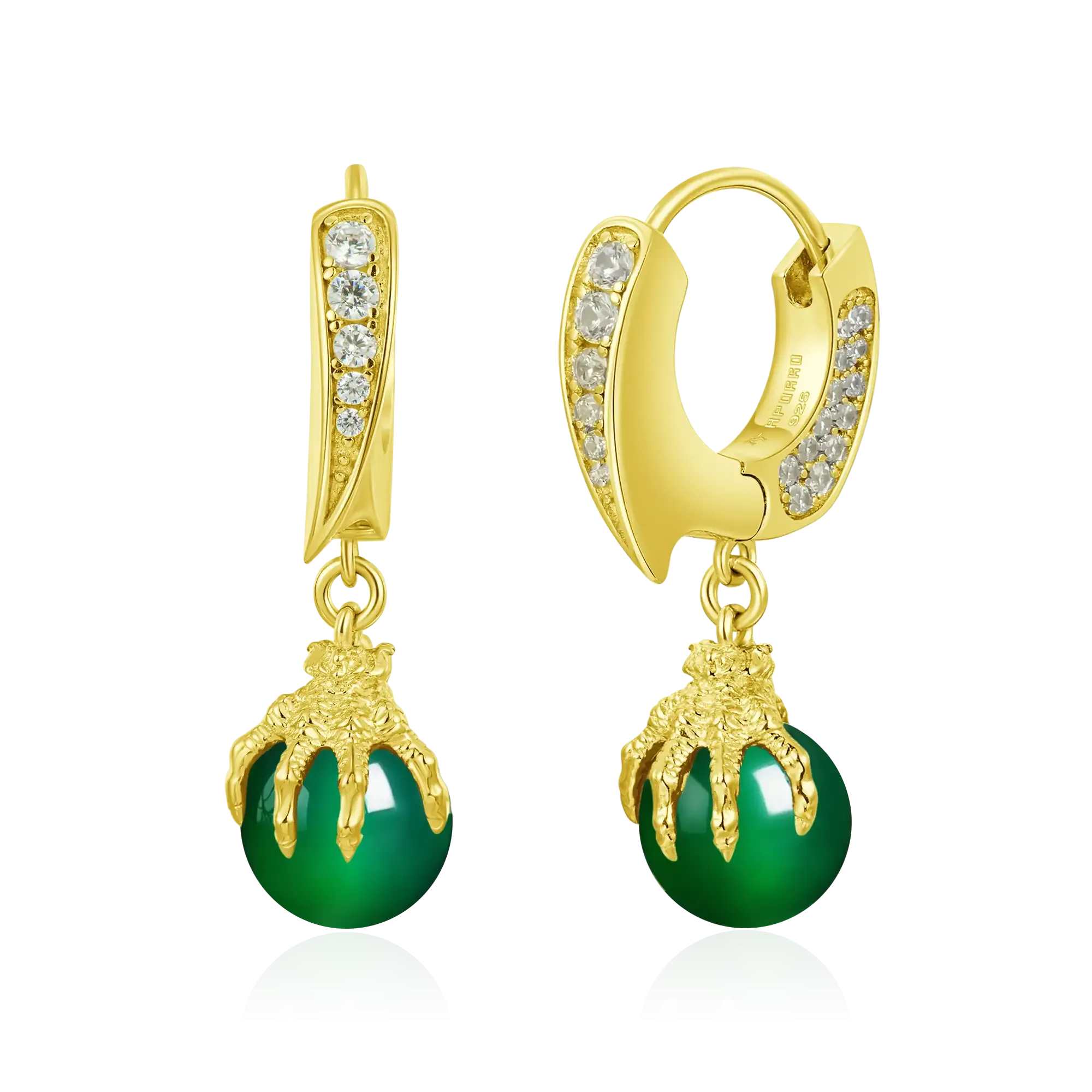 WONG Ⅱ Ridge Iced Out Jade Drop Earrings - Pair