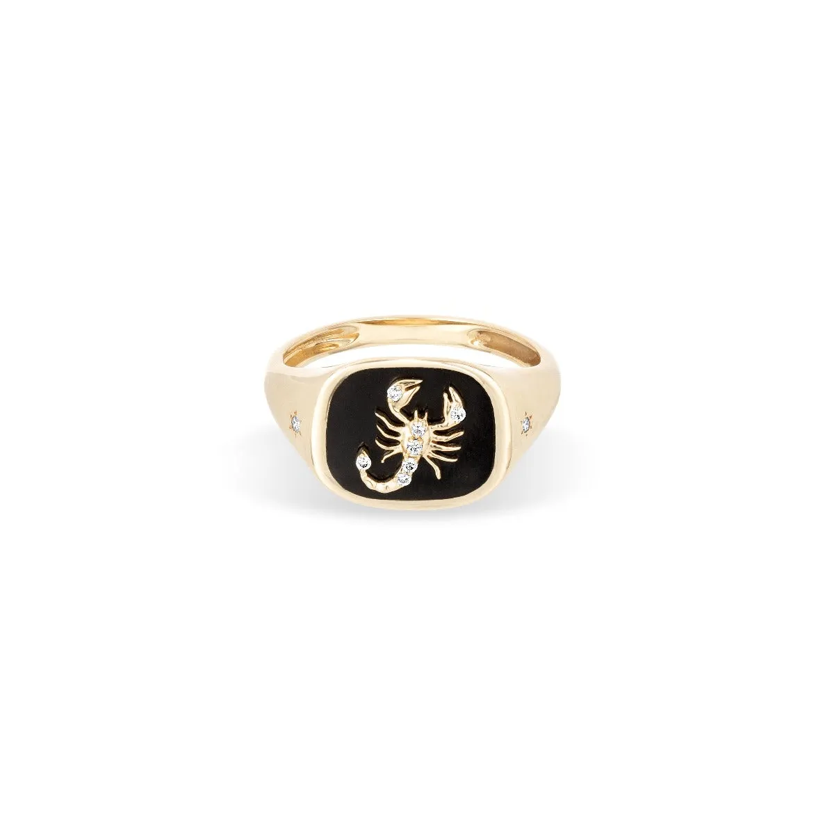 Zodiac Ceramic   Diamond Scorpio Signet Ring